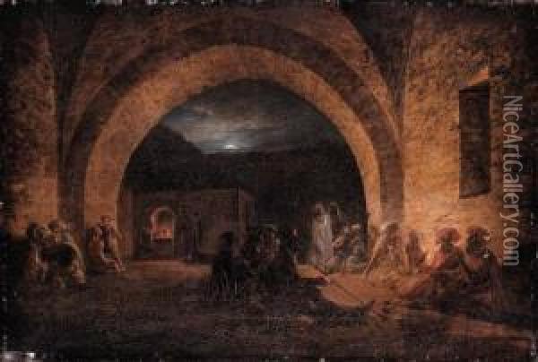 Night View Of Jerusalem Oil Painting - Maksim Nikiforovich Vorob'Ev