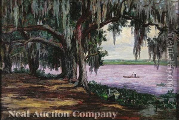 Bayou Boeuf, Louisiana Oil Painting - Charles Wellington Boyle