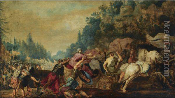 King Ahab Fatally Wounded By An Arrow In The Battle Against The Syrians Oil Painting - Gerrit Claesz Bleker