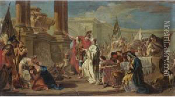 The Sacrifice Of Polyxena Oil Painting - Giovanni Battista Pittoni the younger