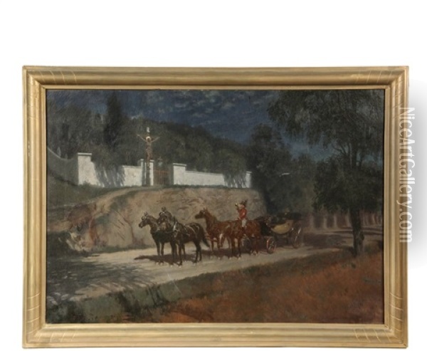 The Postillion, A Tribute To The 1835 Poem By Nikolaus Lenau Oil Painting - Alexander Pock