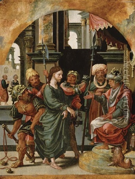 Christ Presented To Pilate Oil Painting - Pieter Coecke van Aelst the Elder