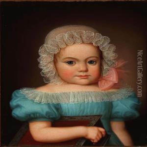 Portrait Of Marie Louise Anthonie Hagen, Two Years Old Oil Painting - Carl Frederik Johan Viertel