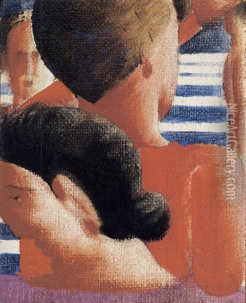 Rote Gruppe, Kleinbild Iv Oil Painting - Oskar Schlemmer