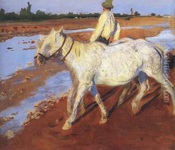 Horses 1899 Oil Painting - Karoly Ferenczy