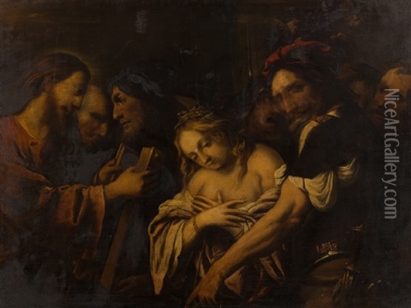 Christ And The Adultress Oil Painting - Pietro della Vecchia