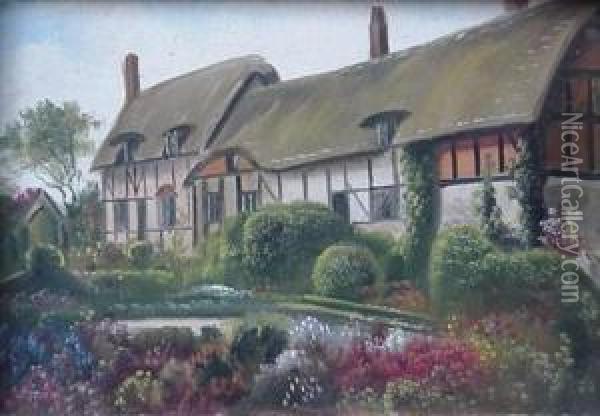 English Thatched Houses- Oil Painting - George Willis Pryce