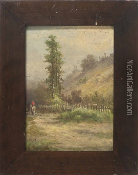 Cowboy On A Country Road Oil Painting - Meyer Straus