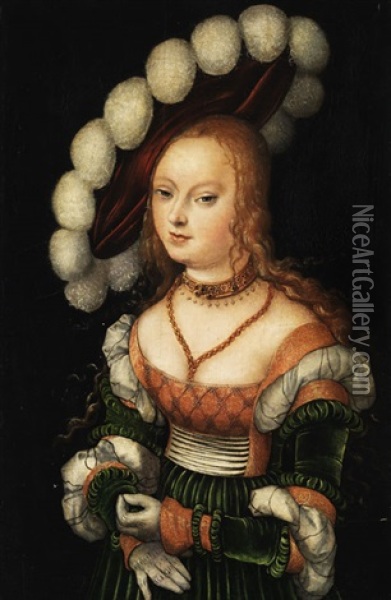 Dreiviertelbildnis Einer Jungen Frau Oil Painting - Lucas Cranach the Elder