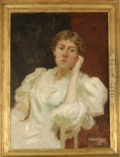 Portrait Of A Lady Oil Painting - Julius C. Rolshoven
