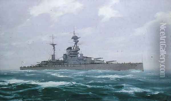 HMS Resolution, 1923 Oil Painting - Duff Tollemache