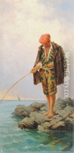 Fischer Am Strand Von Majori Oil Painting - Gaetano Capone
