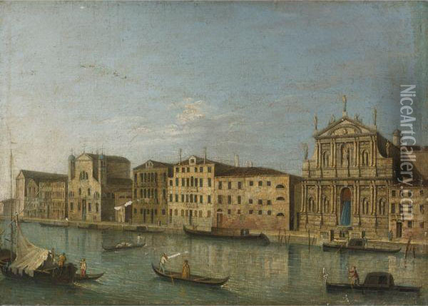 Views Of The Grand Canal, Venice Oil Painting - Apollonio Domenichini