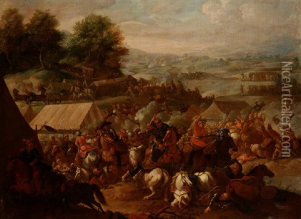 A Battle Between Turks And Christians Oil Painting - Jacques Courtois
