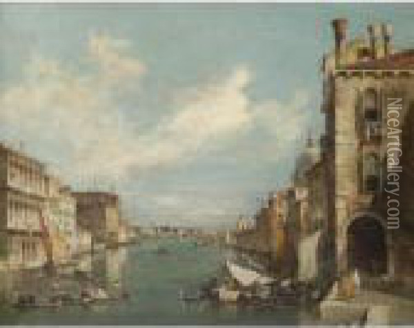 Venice, A View Of The Entrance Of The Grand Canal With Santa Maria Della Salute Oil Painting - Francesco Guardi