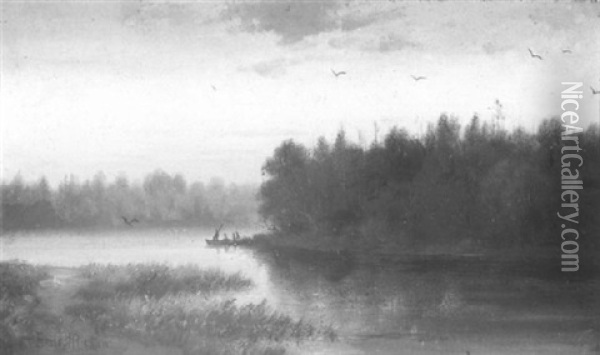 Sunrise On A River Oil Painting - Ernest Parton