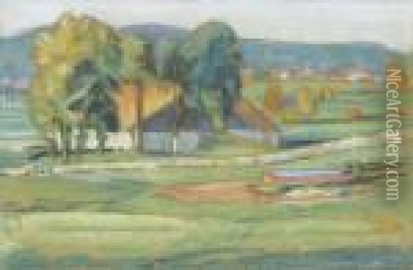 Sonnige Landschaft Mit Bauernhof Oil Painting - Charles L'Eplattenier