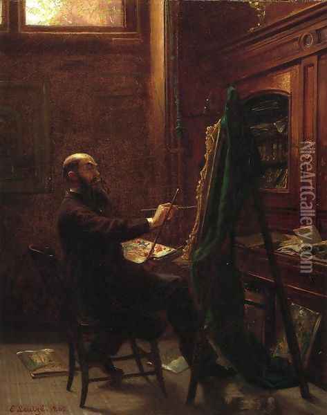 Worthington Whittredge in His Tenth Street Studio Oil Painting - Emanuel Gottlieb Leutze