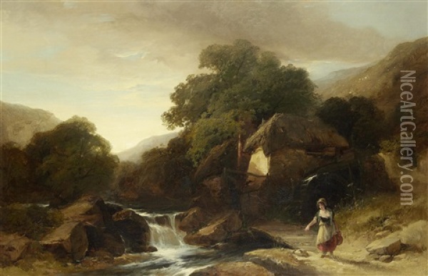 The Water Mill Oil Painting - Henry Bright