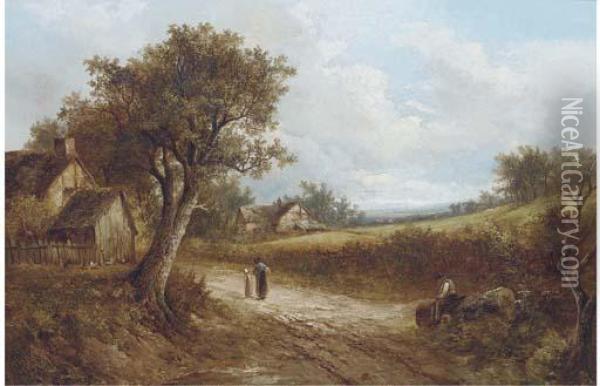 Returning Home From The Market Oil Painting - Joseph Thors