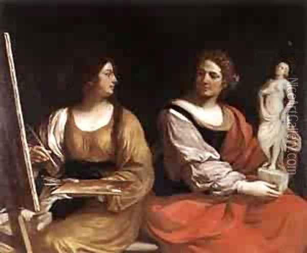 Allegory Of Painting And Sculpture 1637 Oil Painting - Guercino