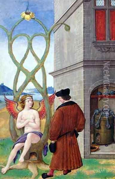 Dialogue between the Alchemist and Nature, 1516 Oil Painting - Jean Perreal