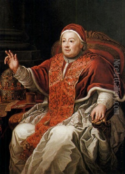 Ritratto Di Papa Clemente Xiii Rezzonico Oil Painting - Giovanni Battista Piranesi
