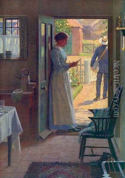 The Post Oil Painting - Edmund Blair Blair Leighton