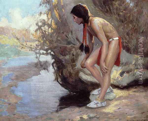 In Ambush, c.1915-16 Oil Painting - Eanger Irving Couse