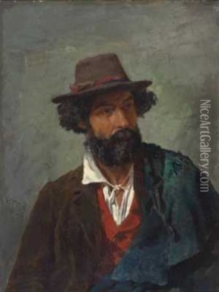Italiensk Gjeter Oil Painting - Wilhelm Otto Peters