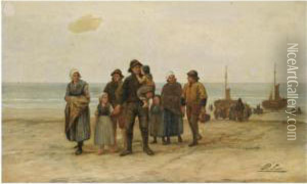 The Return Of The Fishermen Oil Painting - Philippe Lodowyck Jacob Sadee