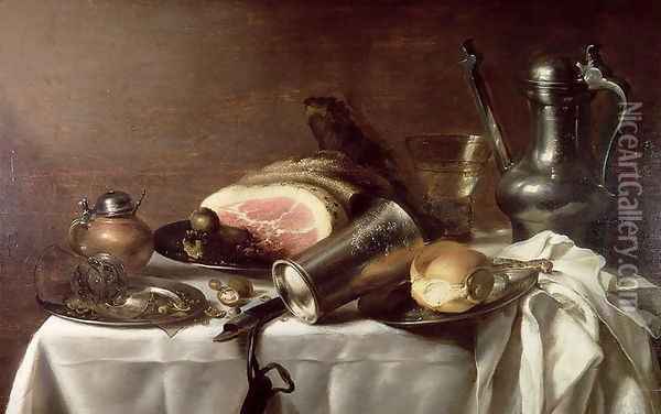 Still Life with a Ham Oil Painting - Pieter Claesz.