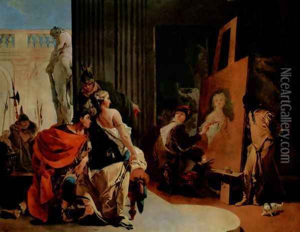 Alexander the Great and Campaspe in the studio of Apelles Oil Painting - Giovanni Battista Tiepolo