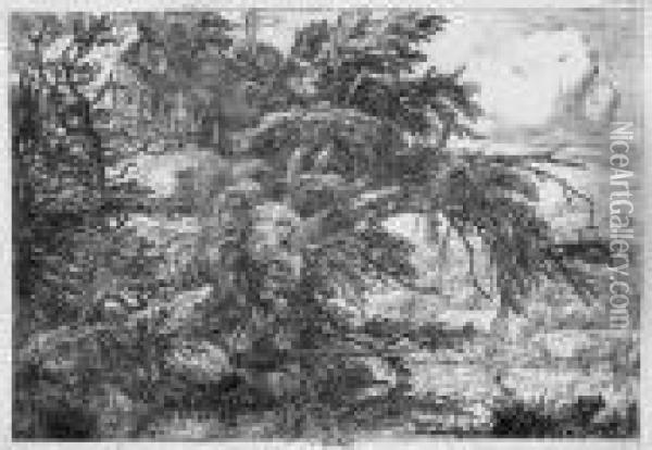 Die Hutte Auf Dem Hugel Oil Painting - Jacob Van Ruisdael