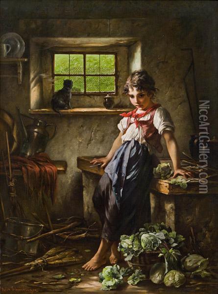 Junges Bauernmadchen Oil Painting - Rosa Schweninger