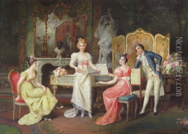 Musikalisk Soire Oil Painting - Franz Von Persoglia
