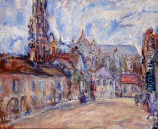 La Cathedrale De Senlis Oil Painting - Paul Kron
