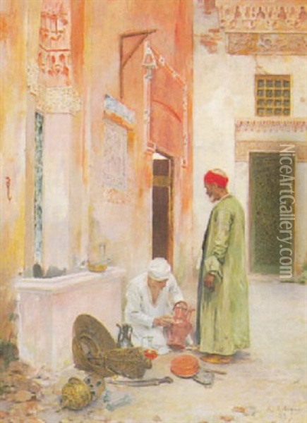 Arab Merchants Oil Painting - Albert Emile Artigue