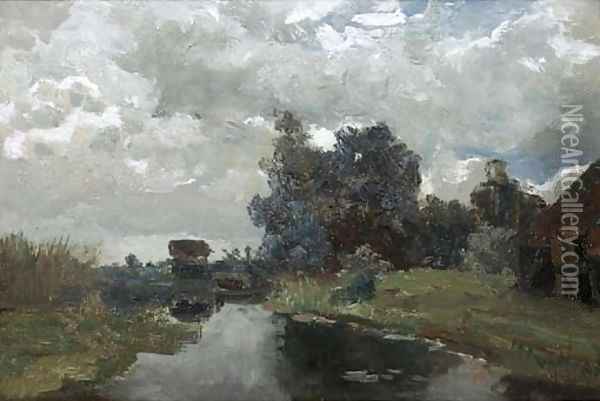 A polder landscape - a study Oil Painting - Paul Joseph Constantine Gabriel