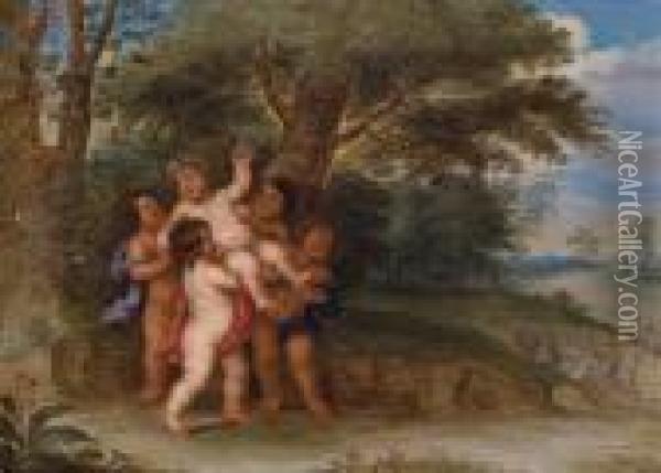 A Bacchanal Of Putti Oil Painting - Frans Wouters