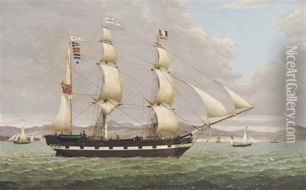 The Merchant Barque Renown Heading Down The Clyde Outward-bound For The West Indies Oil Painting - Duncan Mcfarlane
