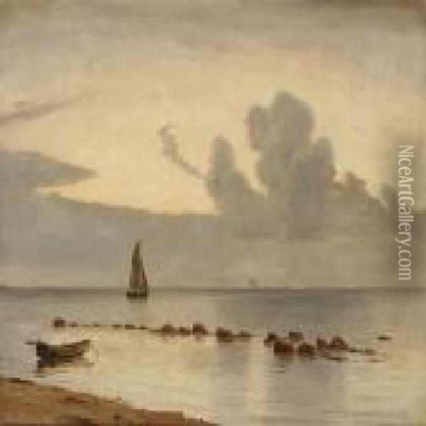 Coastal Scene With Ships, Morning Oil Painting - Christian Vigilius Blache