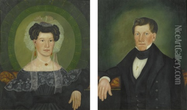 Nathan Clifford (1803-1881) And Hannah Ayer Clifford (1811-1892) (pair) Oil Painting - Royall Brewster Smith
