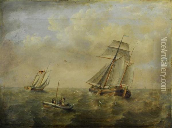 Ships At Sea Oil Painting - Henry Redmore