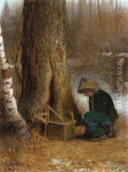 Setting the Trap Oil Painting - Eastman Johnson