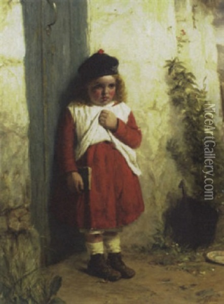 Pouting Schoolgirl Oil Painting - John Watson Nicol