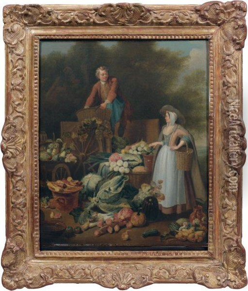 La Marchande De Legumes Oil Painting - Francois Louis Joseph Watteau