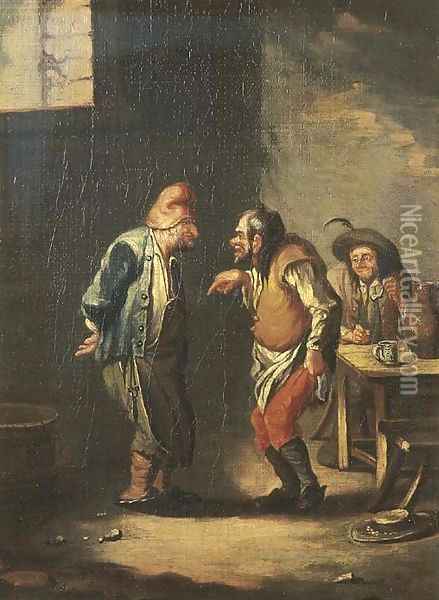 Boors conversing and smoking in an inn Oil Painting - Adriaen Jansz. Van Ostade