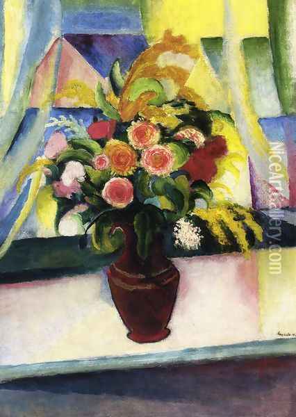 Title Unknown Oil Painting - August Macke