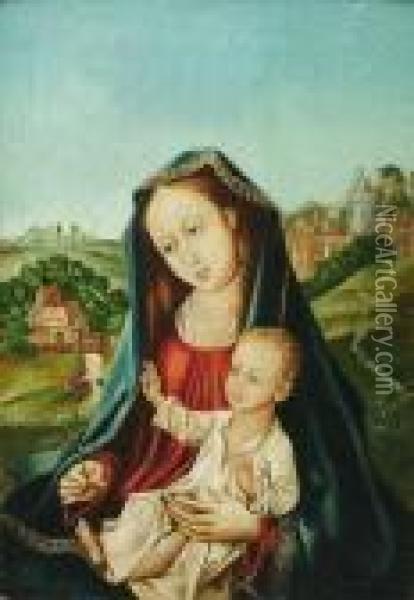 The Virgin And Child In A Landscape Oil Painting - Master Of The Legend Of The Magdalene